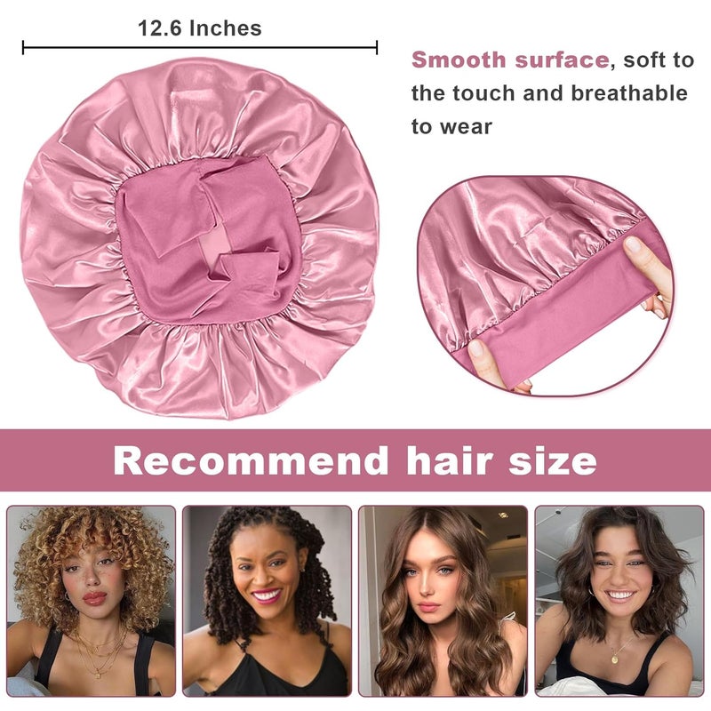 LEADUWAY 6Pcs Satin Bonnet Silk Bonnet, Hair Bonnet for Sleeping, Elastic Wide Band Silk Sleep Cap, Soft and Breathable - Image 3